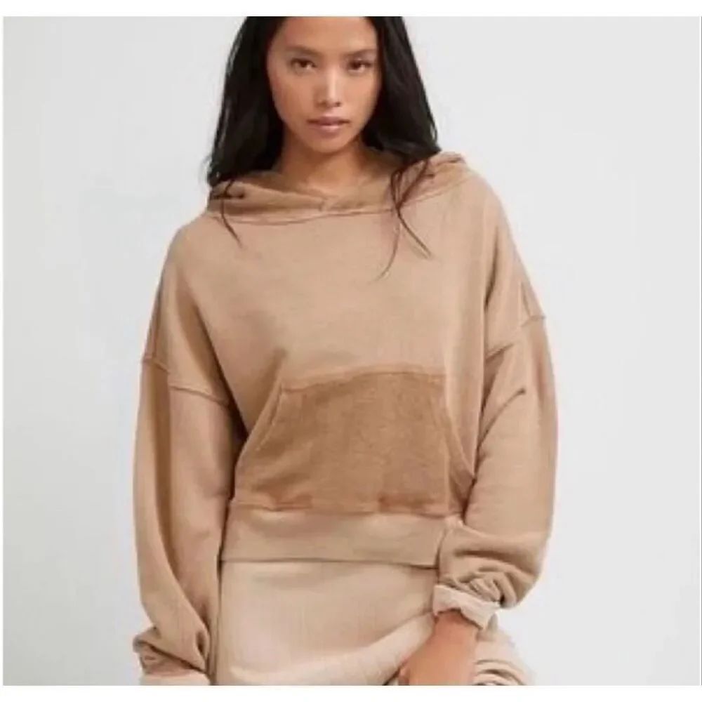 Free People Joey Cropped Women's Tan Hoodie Size Medium